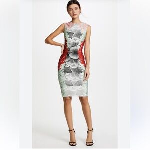 Yigal Azrouël Coral Print Scuba Sheath Dress